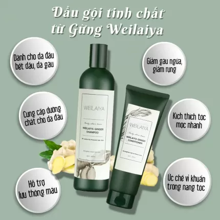Bộ Dầu Gội Xả Gừng Weilaiya (Màu trắng)