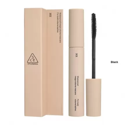Chuốt mi làm dày dài và cong mi 3CE Waterproof Mega Volume Mascara #Black