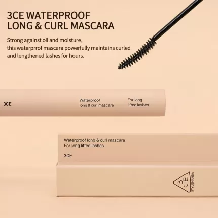 Chuốt mi làm dày dài và cong mi 3CE Waterproof Mega Volume Mascara #Black